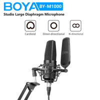 BOYA BY-M1000 Studio Large Diaphragm Microphone Low-cut Filter Cardioid Condensador Microfone for Broadcast Live Vlog Video Mic