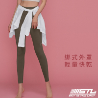 STL yoga 韓國瑜珈 HIP COVER 運動機能一片式綁帶外罩裙 微透白BrightWhite