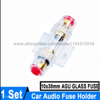 10*38mm Car Audio Fuse Tube Holder AGU Gold-plated Glass Fuse 100A 80A 70A 60A 50A 40A 30A 25A 20A 15A 10A AGU Fuse holder