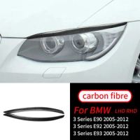 For BMW E90 E92 E93 3 Series 2005-2012 Real Carbon Fiber Headlight Eyelid Eyebrow Cover Stickers Trim Car Interior Accessories