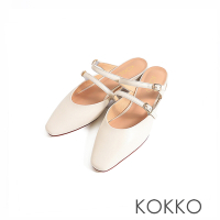 KOKKO溫柔滿點微寬楦柔軟綿羊皮穆勒鞋白色