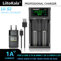 Liitokala Lii-S2 1.2V 3.8V 3.7V 3.2V 18650 18350 18500 21700 26650 16340 26700 AA NiMH Lithium Rechargeable Battery Charger