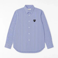Kemeja CDG PLAY HEART BLACK STRIPE NAVY LONG SHIRT 100% ORIGINAL Size XXS