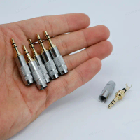Gold plated silver 3.5mm 3 Pole Stereo male Repair Headphone Jack Plug Cable Audio Headphones Connec