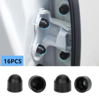 16 pcs Car Wheel Nut Caps Auto Hub Screw Cover Bolt Rims Exterior Decoration Special Socket Protection Dust Proof Black for Kia