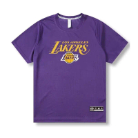เสื้อยืดฝึกซ้อม Lakers Los Angeles ทรงหลวม แห้งไว เหมาะสำหรับวิ่ง ฟิตเนส ระบายอากาศ สไตล์อเมริกัน เส