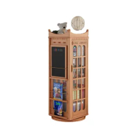 Crown rotating bookcase 360 degree bookcase Red oak all solid wood large capacity children's reading picture book stand