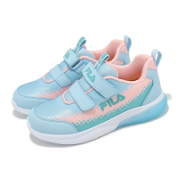 Fila 慢跑鞋 J429Z 中童 藍 粉 魔鬼氈 小朋友 拼接 緩衝 發光 閃燈 燈鞋 運動鞋 斐樂 2J429Z353