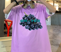 FINDSENSE X 韓潮 男士 寬鬆大尺碼 水果蔬菜圖案 短袖T恤 情侶T