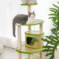 Multi-Leve Cat Climbing Tree Shelf Scratching Post Grabbing Column Frame Nest Cat Scratcher Post Scratching Jumping Platform