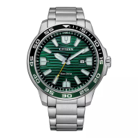 Citizen Jam Tangan Pria Citizen Eco-Drive AW1526-89X Green Pattern Dial Stainless Steel Strap
