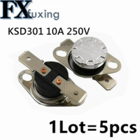5pcs/lot KSD301 5 degrees Celsius 10 C Normal Close NC Temperature Controlled Switch Thermostat 250V 5C 10A 15C 20C 25C 30C 35C