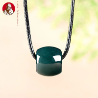 Alami Air biru tua batu giok Passepartout liontin es batu giok lilin manik-manik liontin batu giok w