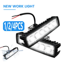 1/2/4Pcs LED Work Light Strip Shape Light Bar 6000K Flood Spot White Off Road Head Car light IP67 Auto parts For Multiple Scenes