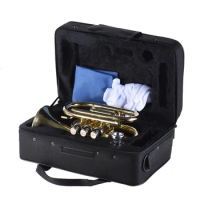 ammoon Mini Pocket Trumpet Bb Flat Brass Wind Instrument Mouthpiece Gloves Carrying Case