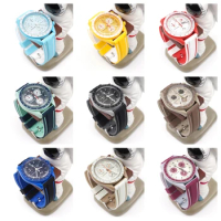 Silicone watchband for Swatch Omega Moonswatch Planet Band Rubber Strap Double Color Sport Men Women Bracelet 20mm