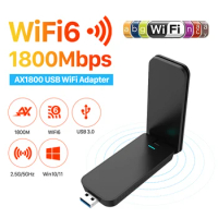 1800Mbps Receptor WiFi 6 Adapter USB Network Card Wireless Wi-Fi 6 Dongle Dual Band 5GHz Long Range Wireless WiFi6 Card Antenna