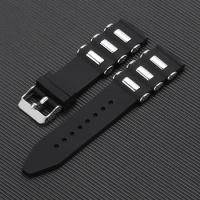 Black Waterproof Sport Silicone Watch Strap for Seiko Smartwatch High Quality Men Rubber Wristband 22mm 24mm 26mm Watch Bracelet