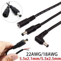 1Pc 22/18AWG 12V DC Power Charging Cable 5.5x2.1/2.5mm DC Male Plug Female Socket Extension Cord For CCTV Camera LED Strip Light