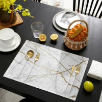 4/6pcs Placemats Marble Pattern Table Mats for Dining Table Kitchen Accessories Modern Home Decor Linen Tableware Pads Coaster