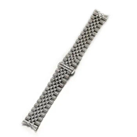 22MM Silver Stainless Steel Solid Curved End Jubilee Watch Band Strap Bracelet Fit For Seiko007 watch