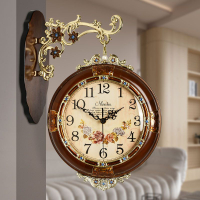 掛鐘 時鐘 新款木質歐式雙面掛鐘 仿古大號客廳靜音兩面鐘 表中式輕奢復古時鐘 全館免運