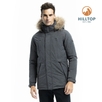【Hilltop 山頂鳥】男款防水透氣保暖蓄熱羽絨長大衣F21M55黑