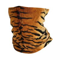 Siberian Tiger Leopard Fur Texture Pattern Bandana Neck Gaiter UV Protection Face Scarf Cover Animal Headband Tube Balaclava