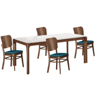 文創集 卡蘿莉岩板6尺實木餐桌布餐椅組合(一桌四椅組合)-180x90x75.3cm免組