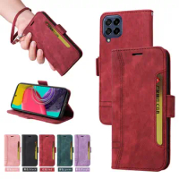 50pcs/Lot Leather Phone Case For Samsung M33 M53 M52 A73 A53 A33 A23 F23 M23 M13 A13 LTE A04S Wallet Card Slots Bracket Cover