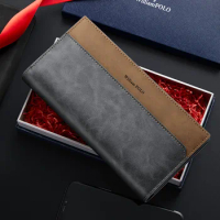 WILLIAMPOLO Mens Wallet ID Card Holder Luxury Brand Leather Men Wallet Card Wallet For Men Purses Holiday Gifts P23QB015