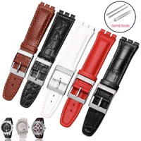Cowhide Watchband With Substitute SWATCH YRS Original Couple Tooth Interface Leather Watch Strap 17/19mm