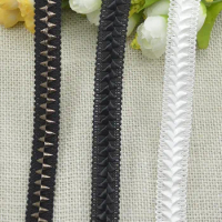 5m Black White Lace Trim Cotton Fabric Centipede Braided Leather Lace Ribbon DIY Garment Sewing Accessories Wedding Home Crafts