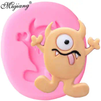 Horned Cyclops Monster Silicone Mold Cookie Baking Fondant Molds Halloween Cake Decorating Tools Candy Chocolate Gumpaste Mould