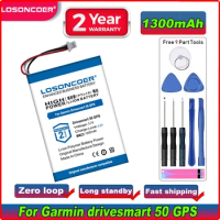 LOSONCOER-Bateria para Garmin Navigator, Baterias Navegador GPS, Tomada de 3 fios, 1300mAh, Drivesmart 50