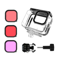 TELESIN 60M Underwater Waterproof Housing Case with Protective Shell 3Pcs Filter Lens for GoPro Hero 9 10 11 Camera Accessories