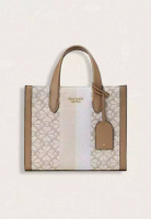 COACH Kate Spade Flower Jacquard Stripe Manhattan Small Tote Natural Multi