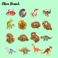 Dinosaurs Collection Enamel Pins Jurassic Animal Dino Fossil T-Rex Tyrannosaurus Brooches Bag Clothes Lapel pin Fashion Jewelry