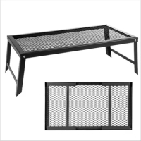 Portable Dual Purpose Metal BBQ Net Table Simple Mesh Grid Charcoal Grill Yakitori Kebab Folding Cooking Tables Outdoor Camping