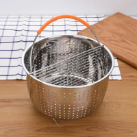 Kitchen Steam Basket Stainless Steel Pressure Cooker Anti-scald Steamer Multi-Function Fruit Cleaning Basket Accessories