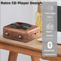 Portable FM Radio Buil-in Speaker Mini Retro CD Player Design Bluetooth Speaker USB TF Card MP3 Music Player Type-c Charging