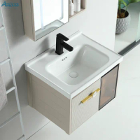 Chaozhou Wholesale New Design Bathroom Faucet Sink Wall Mounted Bathroom Vanity Cabinet Smart Mirror