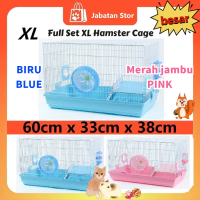 XL Hamster Cage 60x32x38cm Full Set 17cm Hamster Wheel Hamster Water Bottle Hamster house double dec