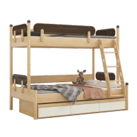 Small Apartment Children's Bed Bunk Bed with Fence Upper and Lower Bunk All Solid Wood Nordic Bunk Bed Bedroom Furniture