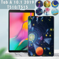 Case For Samsung Galaxy Tab A 10.1 2019 T515/T510 Printed Hard Plastic Protective back Tablet shell Cover + Free Stylus
