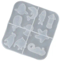 Silicone Sea Animals Resin Molds White 15.2*14.3cm Marine Organism Silicone Molds Sea Horse Shark Molds Craft DIY Making