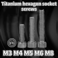 TA2 Pure Titanium Screws Titanium Cup Head Knurled Cylindrical Head Hexagon Socket Bolt Screw Screw M3 M4 M5 M6 M8