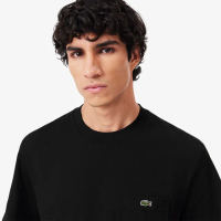 【LACOSTE】男裝-胸前口袋棉質短袖T恤(黑色)
