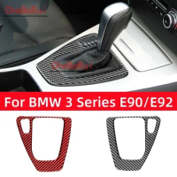 For BMW 3 Series E90 E92 2005-2012 Car Accessories Carbon Fiber Interior Car Gear Control Panel Trim Cover Decoration Stickers