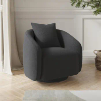 Modern Velvet Swivel Armchair Soft Ergonomic Barrel Back Chair Living Room Office Bedroom Waiting Room Dark Grey Anti-Scratch